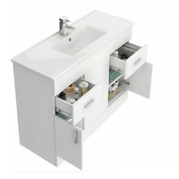 Nuie Eden 1000mm Vanity Unit With Draws & Basin - Gloss White - Image 3