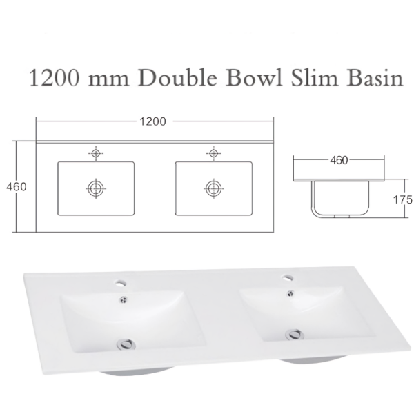 Waterproof 1200mm Vanity Unit With Draws & Double Basin – Light Grey - Image 5