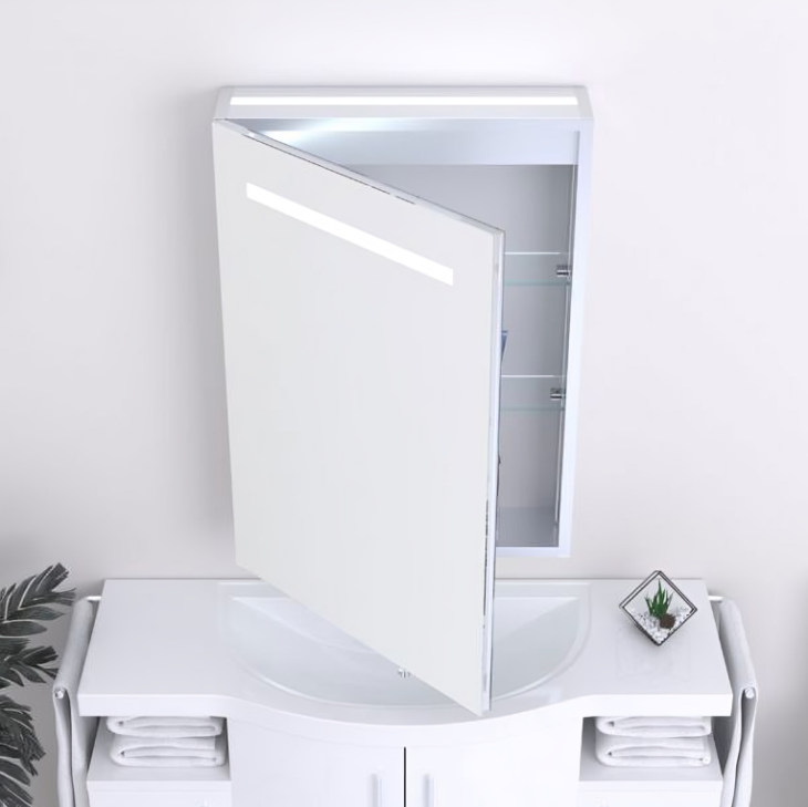 Kartell Prism 500 x 700 LED Illuminated Mirrored Bathroom Cabinet - Image 3