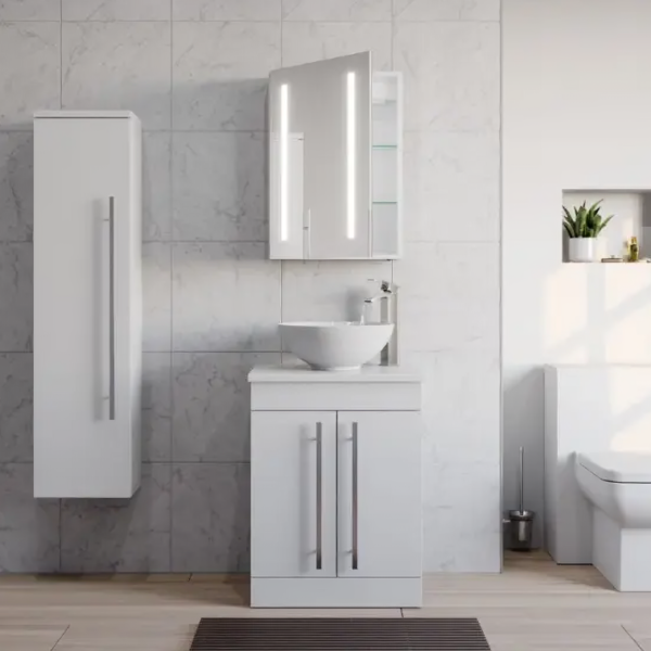 Kartell Spectrum LED Mirror Cabinet 700mm x 500mm - White Gloss - Image 2
