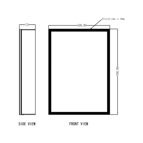 Sognare Lia LED Mirror Single Door Cabinet with Demister Pad 500x700mm - Image 3