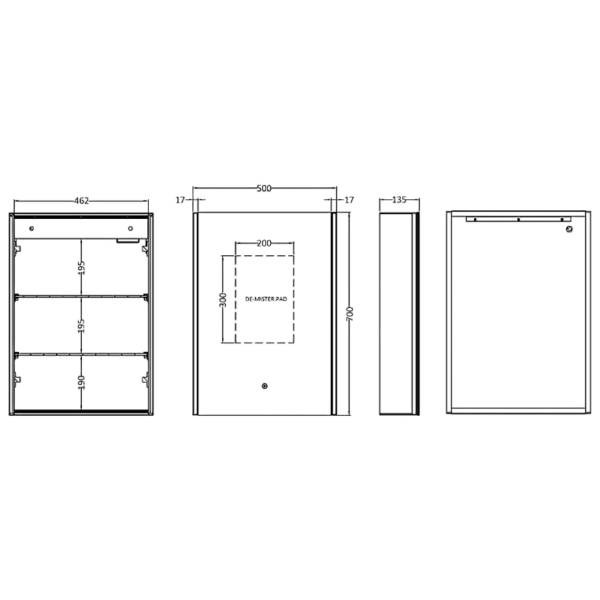 Hudson Reed Meloso 500 x 700mm Silver Single Door Mirror Cabinet - Image 3
