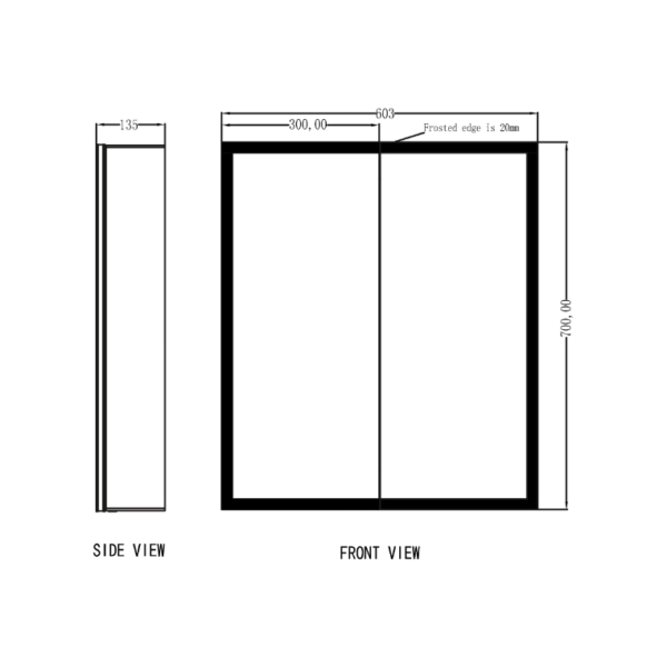Sognare Lia LED Mirror Double Door Cabinet 600mm x 700mm - Image 5