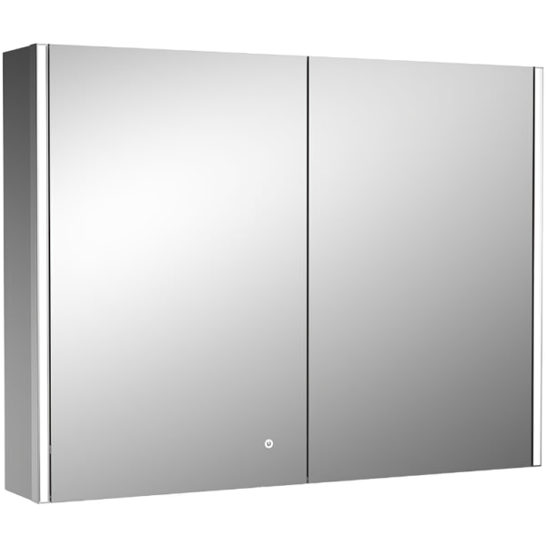 Hudson Reed Meloso 800 x 600mm Silver LED Mirror Cabinet