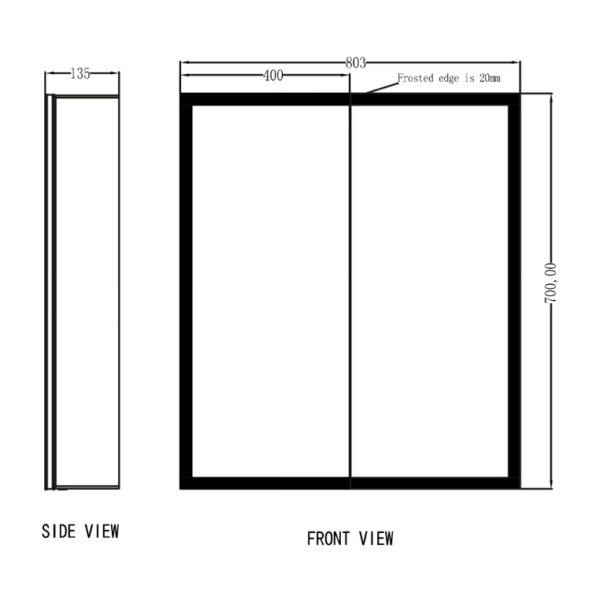 Sognare Lia LED Mirror Double Door Cabinet 800mm x 700mm - Image 5