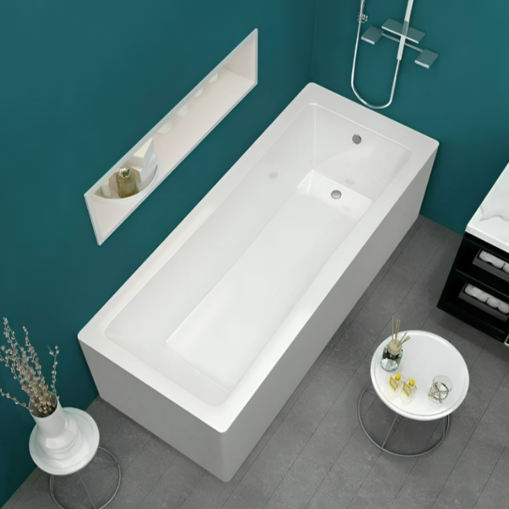 1600mm x 700mm Sanica Granada Square Single Ended Bath - Image 2