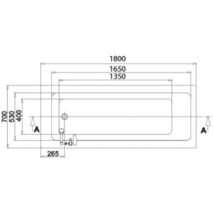 1800mm x 700mm Round Single Ended Bath With No Tap Holes - Image 4