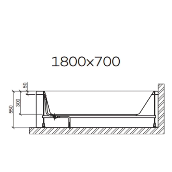 1800mm x 700mm Sanica Granada Square Single Ended Bath - Image 3