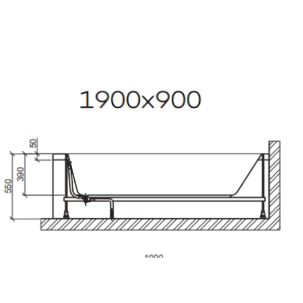 1900mm x 900mm Sanica Granada Square Single Ended Bath - Image 4