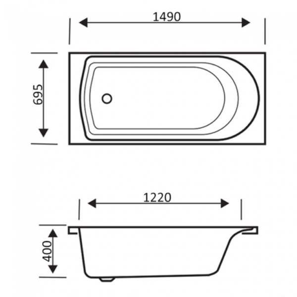Kartell Ark Rectangular Bath Acrylic  Single Ended - Various Sizes - Image 2