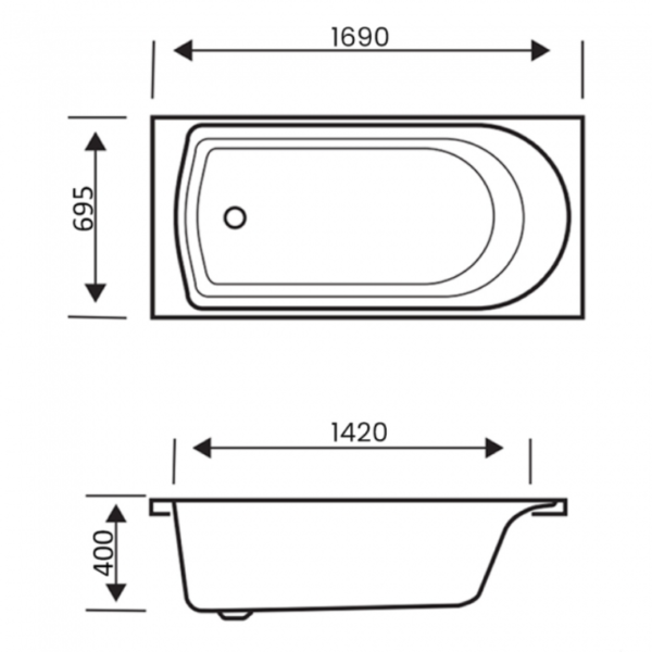Kartell Ark Rectangular Bath Acrylic  Single Ended - Various Sizes - Image 3