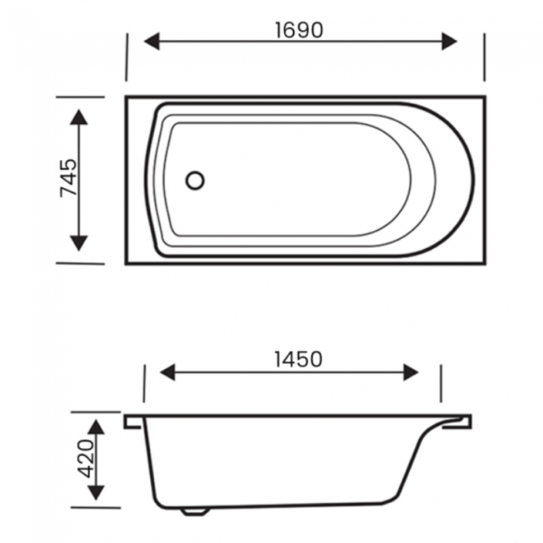 Kartell Ark Rectangular Bath Acrylic  Single Ended - Various Sizes - Image 4