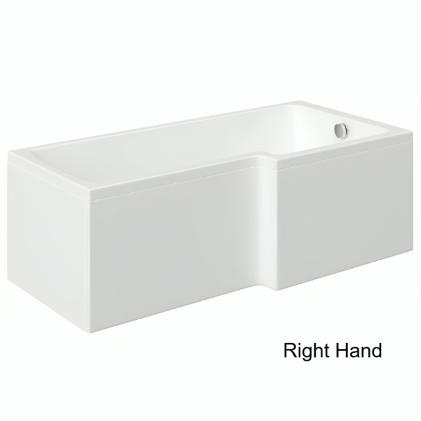 Titan L-Shape Shower Bath with Krittle Black Bath Screen – Left/Right-Handed – 1500mm to 1800mm - Image 5