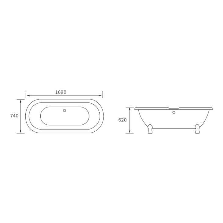 AquaValore Freestanding Bath 2TH 1690MM X 740MM X 620MM - Image 4