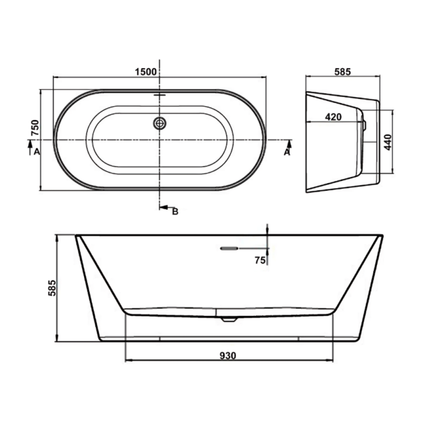 Coast Freestanding Double Ended Bath - Various Sizes - Image 3