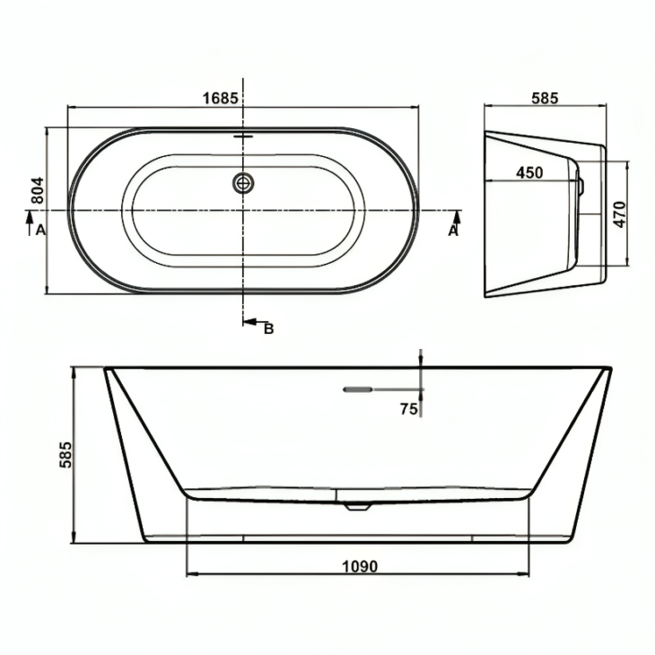 Coast Freestanding Double Ended Bath - Various Sizes - Image 4
