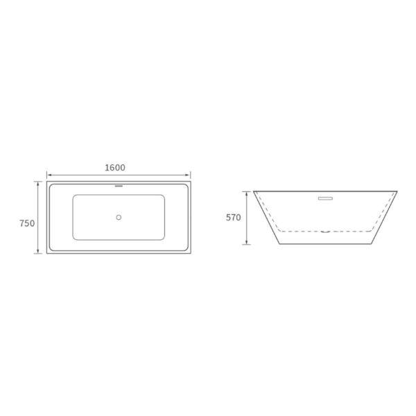 AquaVolere Freestanding Double Ended Bath 1600MM X 750MM - Image 2
