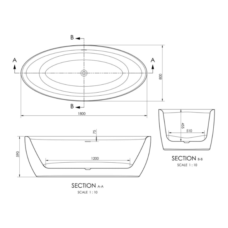 AquaVolere White Freestanding Double Ended Bath 1800MM X 800MM - Image 4