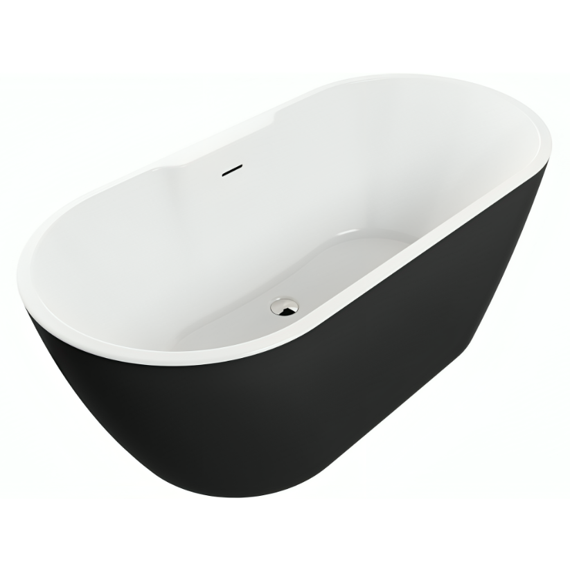 AquaVolere Black Freestanding Modern Bath 1655MM X 745MM - Image 2