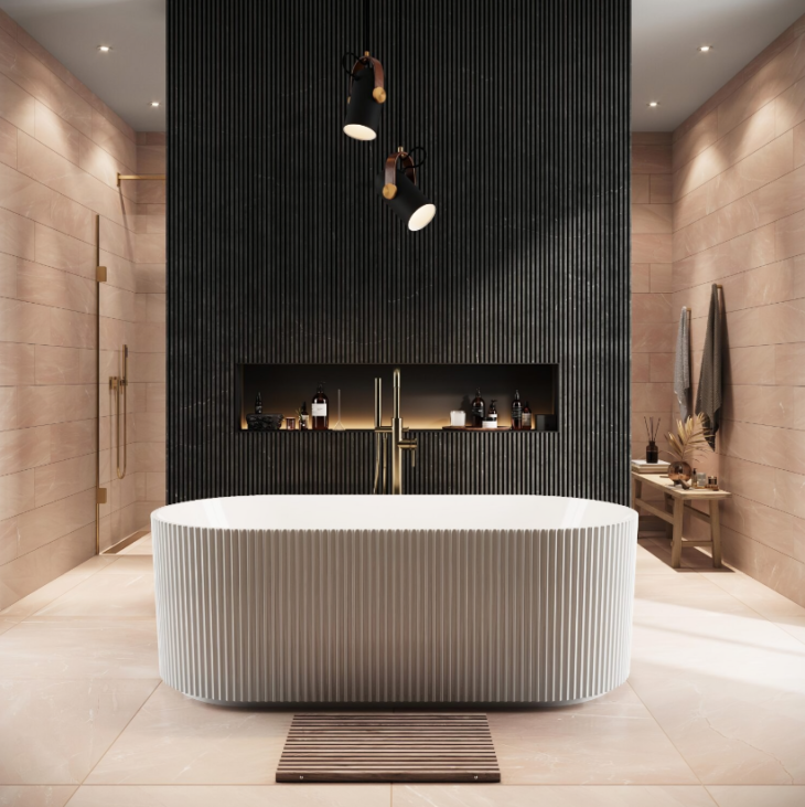 Labyrinth White Fluted Freestanding Bath 1700MM X 800MM - Image 2