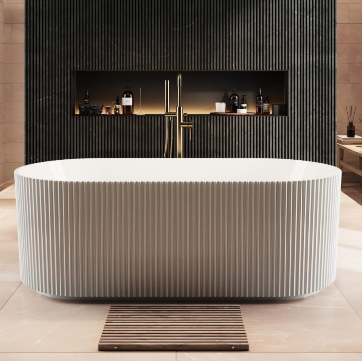 Labyrinth White Fluted Freestanding Bath 1700MM X 800MM