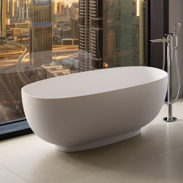 RAK Cloud Freestanding Double Ended Bath 1400mm x 753mm - Matt White