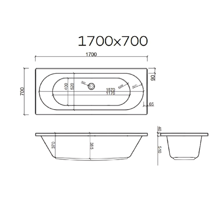 Luxury Round 1700MM x 700MM Double Ended Bath - Image 3
