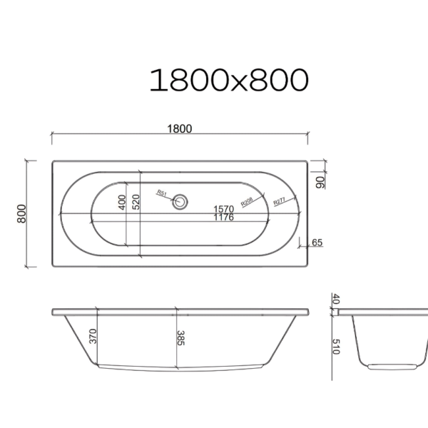 Luxury Round Double Ended Bath 1800MM x 800MM - Image 3