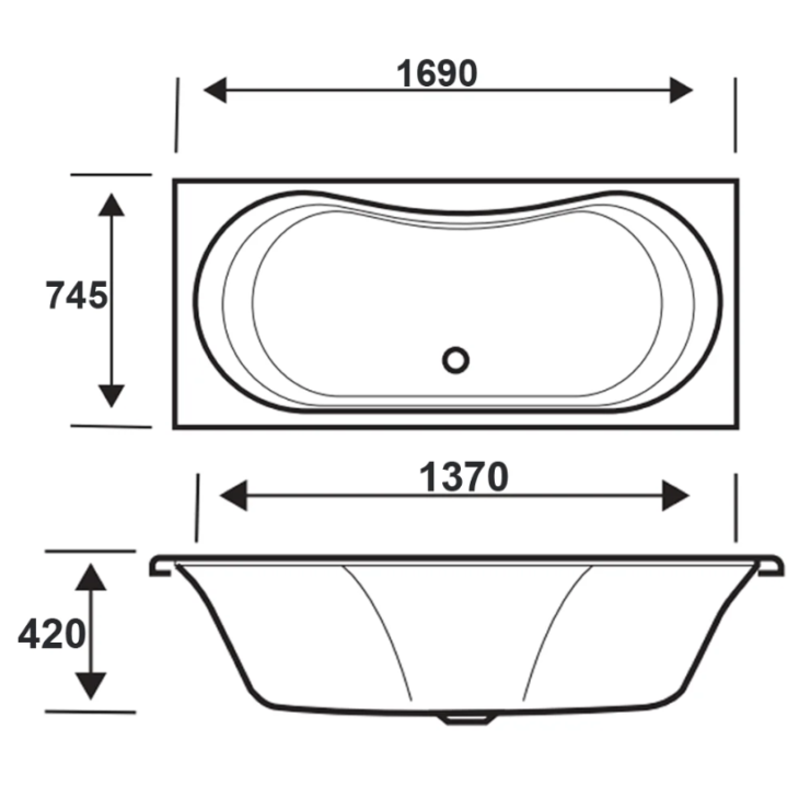 Kartell Ark Duo Double Ended Acrylic Rectangular Bath - Image 3