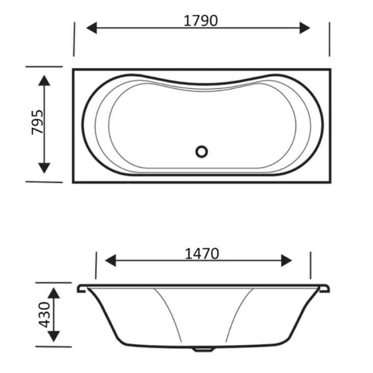 Kartell Ark Duo Double Ended Acrylic Rectangular Bath - Image 4