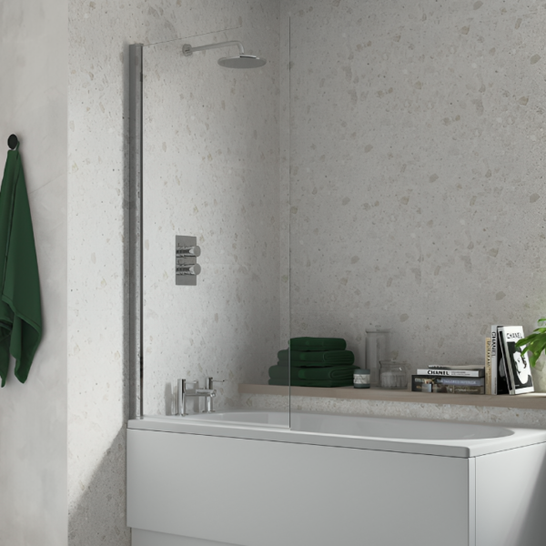 AquaVolere 1400MM Square Bath Screen - Chrome