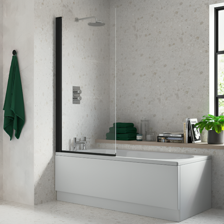 AquaVolere Square Bath Screen - Black