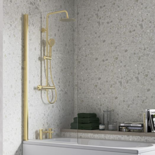 AquaVolere Square Bath Screen - Brushed Brass - Image 2