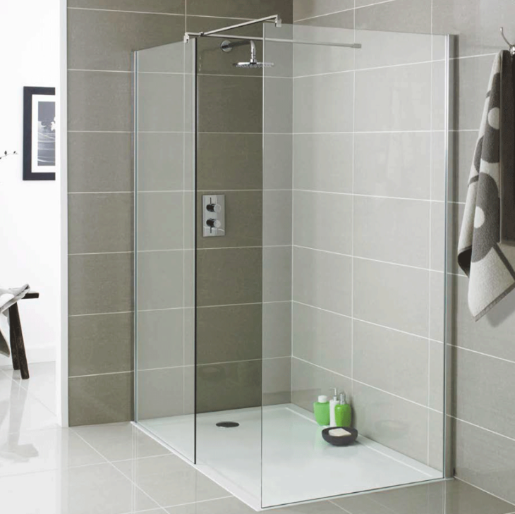 Kartell KV8 Wetroom Screen 8mm Glass 2000mm High - Chrome - 1000mm x 2000mm