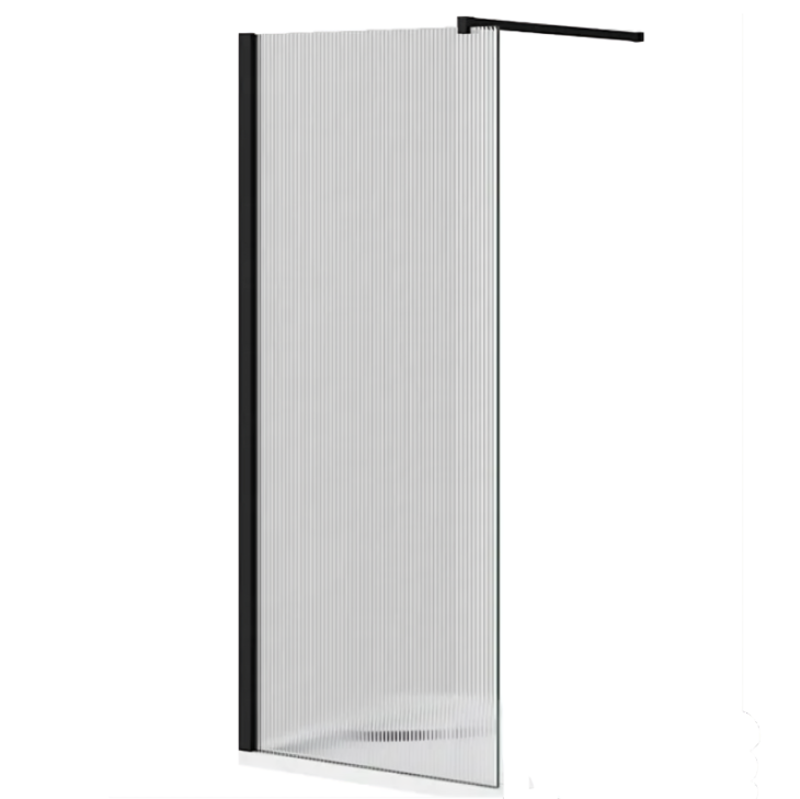 Fluted Glass Wetroom Shower Screen 8mm – Black - Image 2