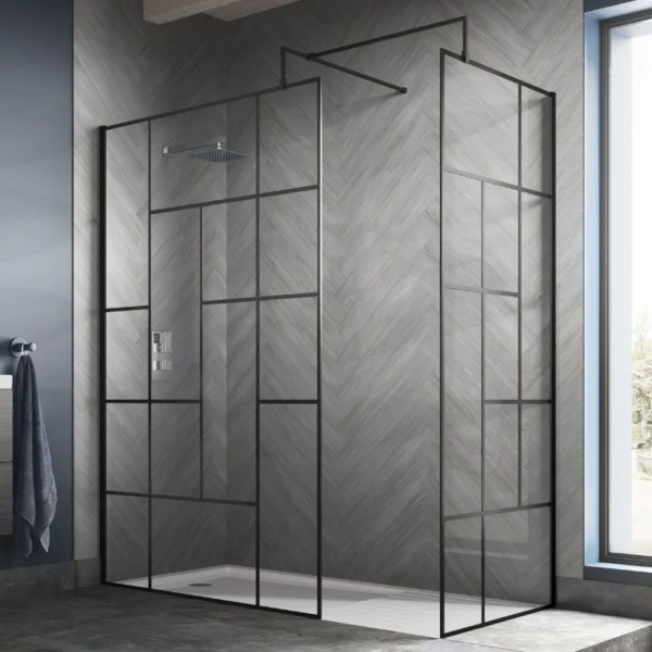 Hudson Reed Abstract Frame Wetroom Screen 8mm Glass - Black - 800mm