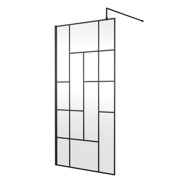 Hudson Reed Abstract Frame Wetroom Screen 8mm Glass - Black - Image 2