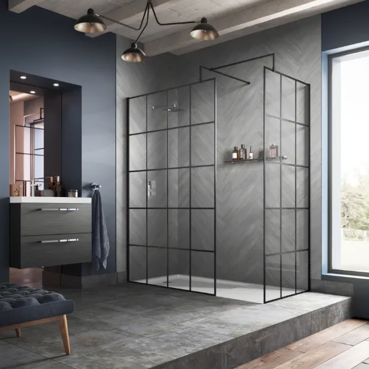 Krittle 8mm Wetroom Screen 1950mm Height - Black