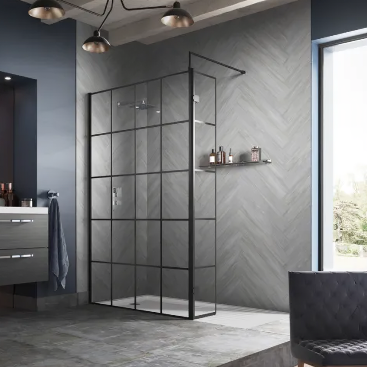 Krittle 8mm Wetroom Screen 1950mm Height - Black - Image 2
