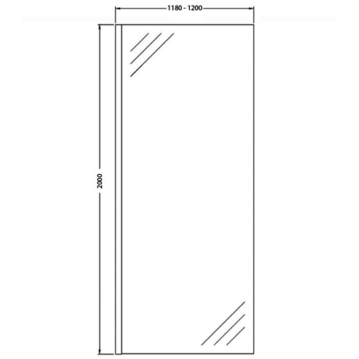 1200mm Designer Wetroom Screen With Black Leaf Design 8mm - Image 2