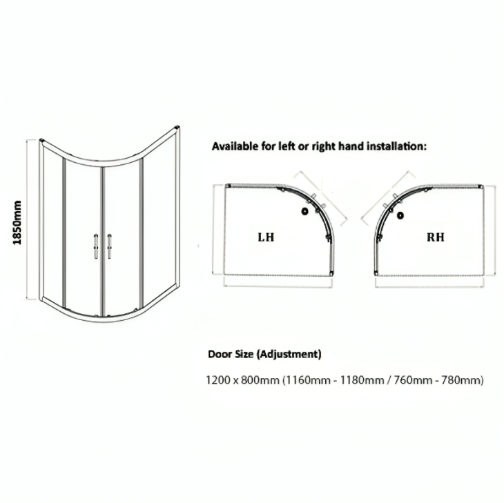 Koncept Offset Quadrant Shower Enclosure 6mm Glass - Chrome - Image 4