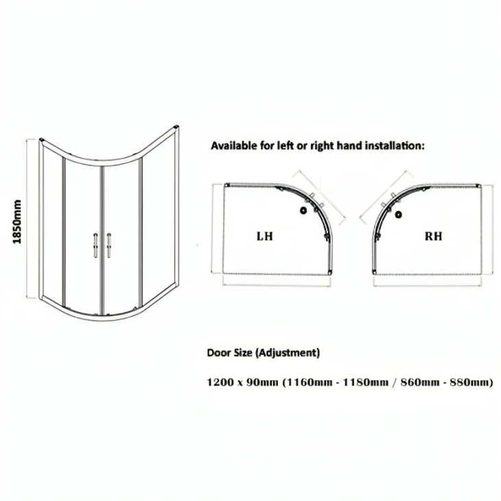 Koncept Offset Quadrant Shower Enclosure 6mm Glass - Chrome - Image 5