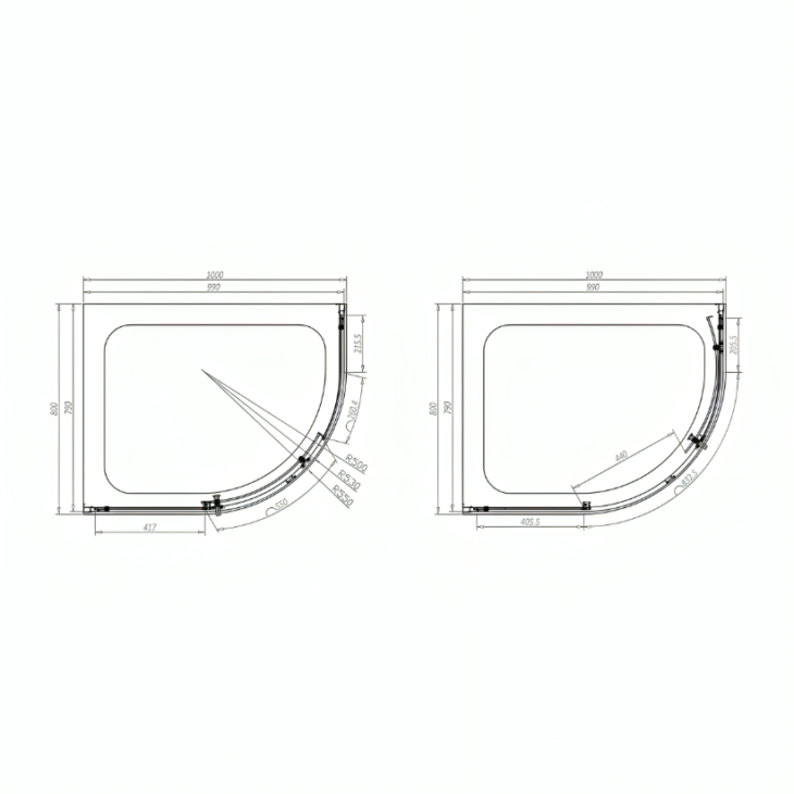 S6 Offset Two Door Quadrant Enclosure 1850mm Height - Chrome - Image 3