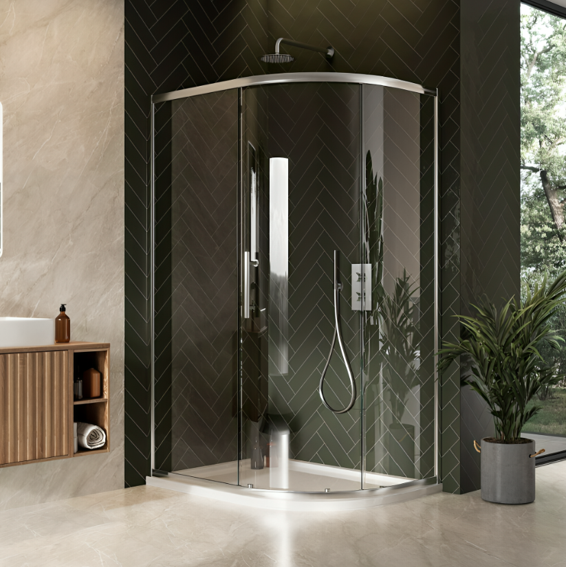 Offset Quadrant Enclosure 900mm x 760mm - Chrome