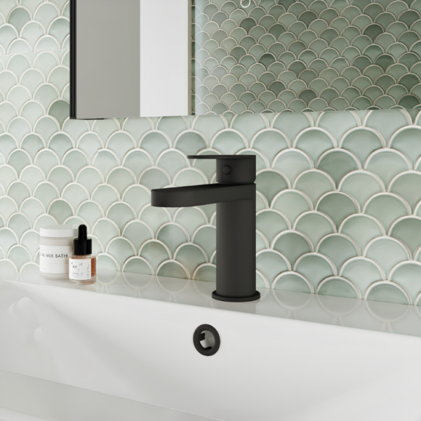 Nuie Halstatt Mono Basin Mixer Tap & Waste - Matt Black - Image 2