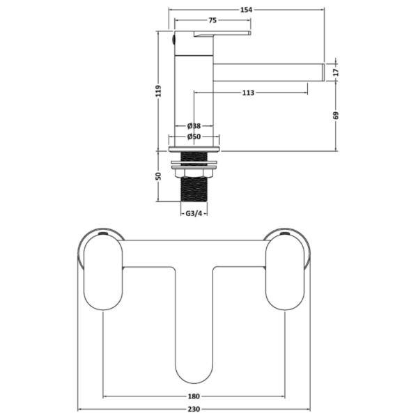 Nuie Halstatt Bath Filler Tap - Chrome - Image 3