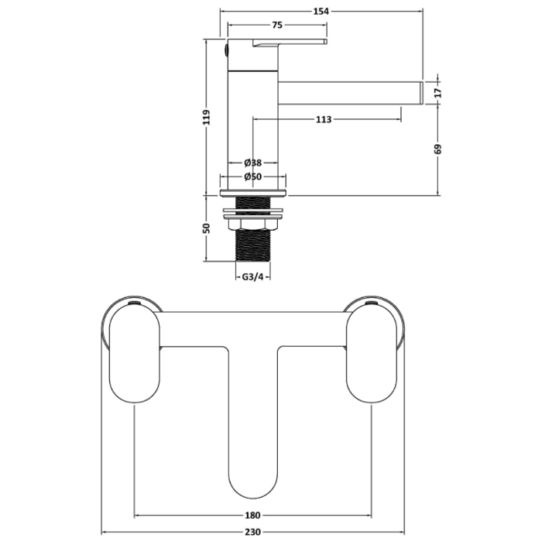 Nuie Halstatt Bath Filler Tap - Matt Black - Image 3