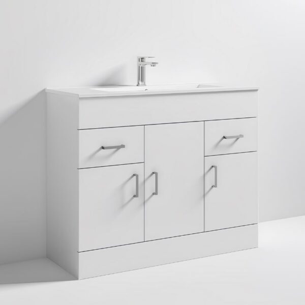 Nuie Eden 1000mm Vanity Unit With Draws & Basin - Gloss White - Image 2