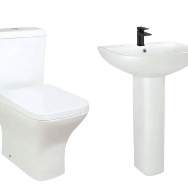 1700mm P Shaped Bath Complete Suite - Matt Black - Image 4