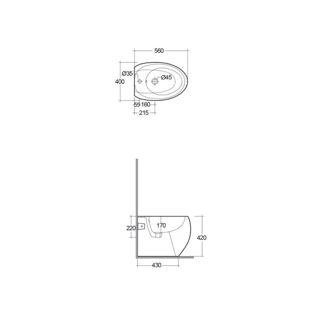 Rak-Cloud White Gloss Back To Wall Bidet - Image 2